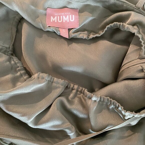 Show Me Your MuMu Romance Ruffle Dress - S (Moss Green Luxe) - Picture 5 of 6
